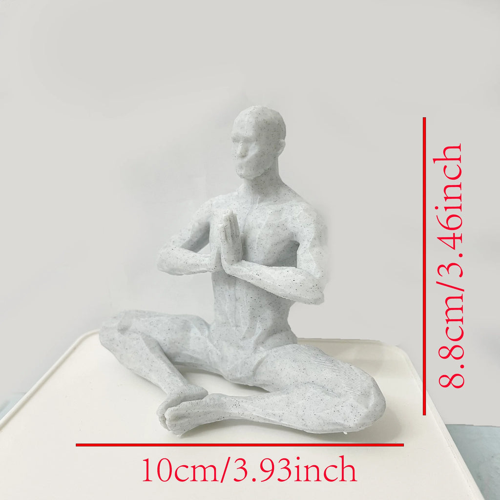 Creative Geometric Human Form Ornament 3D Printed Yoga Pose Figurine Art Craft Decor for Meditation Corner & Zen Style Room Gift Oasis Select meditation4