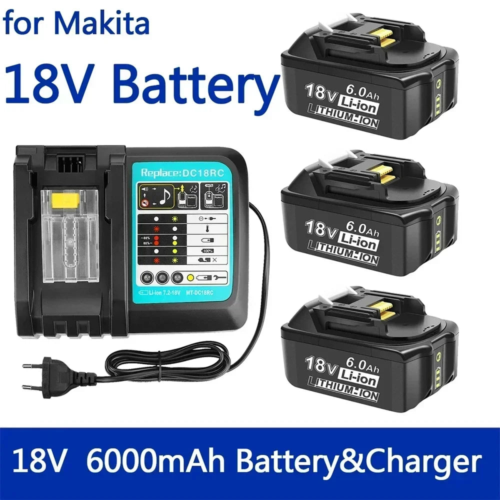18V 6000mAh For Makita Battery Rechargeable Power Tools Battery with LED Li-ion Replacement LXT BL1860B BL1860 BL1850 3A Charger Oasis Select
