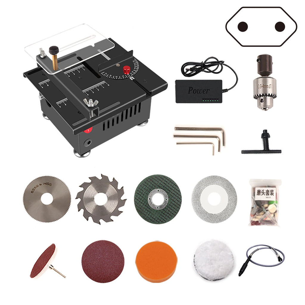 Mini Electric Table Saw 100W | 0–90° Adjustable DIY Cutter