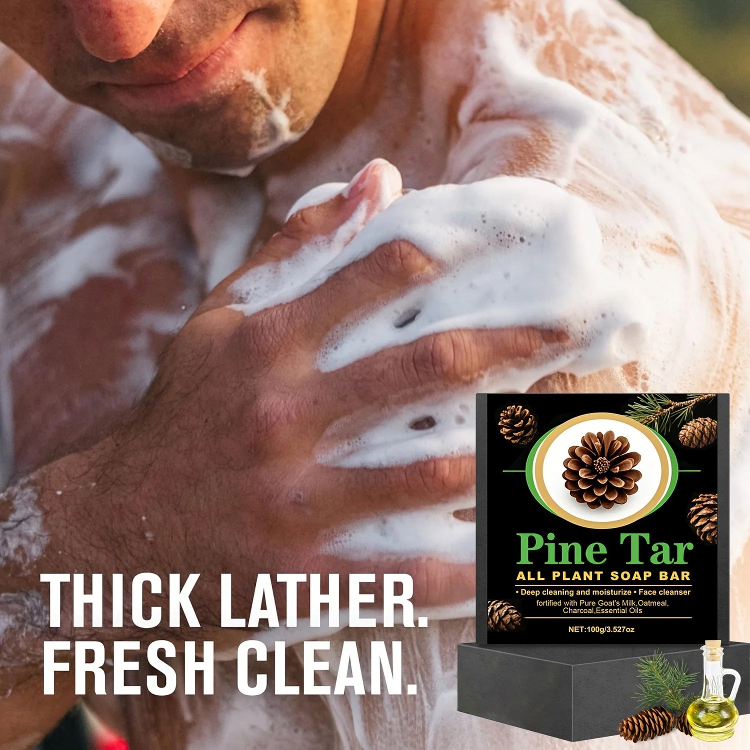 Men's Pine Tar Soap Bar – Deep Cleansing & Moisturizing Body Soap Bar Oasis Select