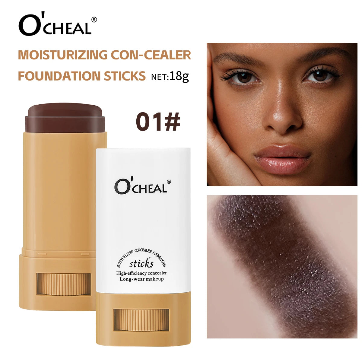O'cheal Face Foundation Sticks Moisturizing Concealer Contouring Cream Matte Bronzer Face Brighten Makeup Beauty Cosmestic Oasis Select 01 20g
