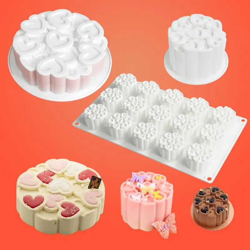 1pc Splicing Heart-Shaped Design Silicone Cake Mold Rose Chocolate Mold Valentine's Day Mousse Cake Mold Dessert Baking Tools Oasis Select