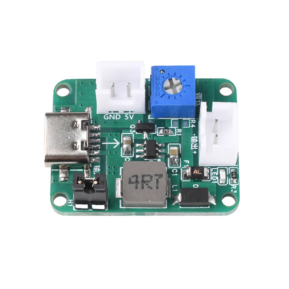 Mini Adjustable Boost Module DC-DC Converter 3-6V Input to 5V 9V 12V or 24V Output Short-Circuit Protection Switch-Controlled Oasis Select Green