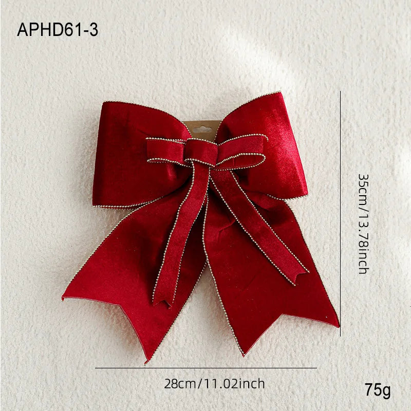 30cm Double Layer Velvet Red Christmas Bow Christmas Tree Top Bow Outdoor Decorations Wedding Hanging Pendant New Year Ornament Oasis Select Large bow
