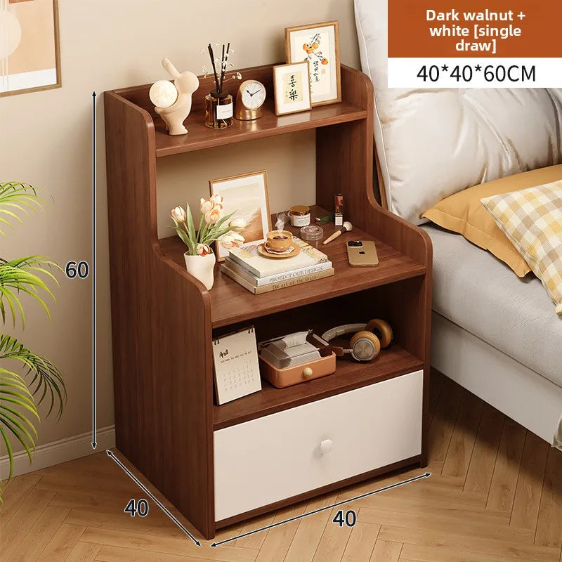 Bedside table Bedroom Simple storage Locked storage cabinet Small bedside storage shelf Rental house Mini low cabinet Oasis Select Deep walnut 40