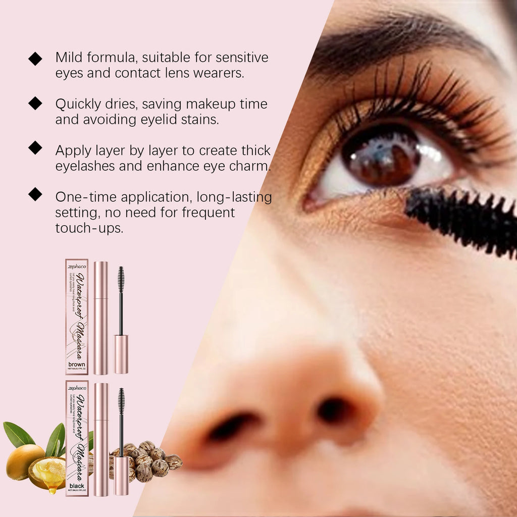 Waterproof Mascara Long -Lasting Thick Curly Non-smudging Add Charm Natural Slender Length Non Clumping Portable Eye Cosmetic Oasis Select