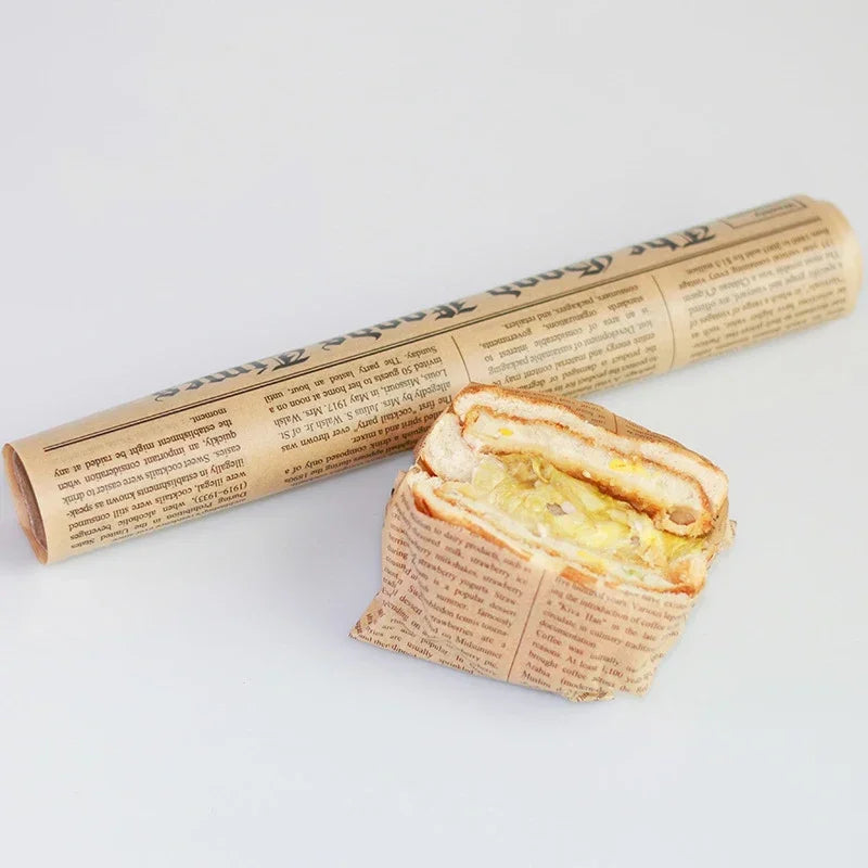 Retro English Newspaper Food Accessories for Baking Kitchen Food Grade Grease Paper Bread Sandwich Burger Fries Wrappers Cookie Oasis Select