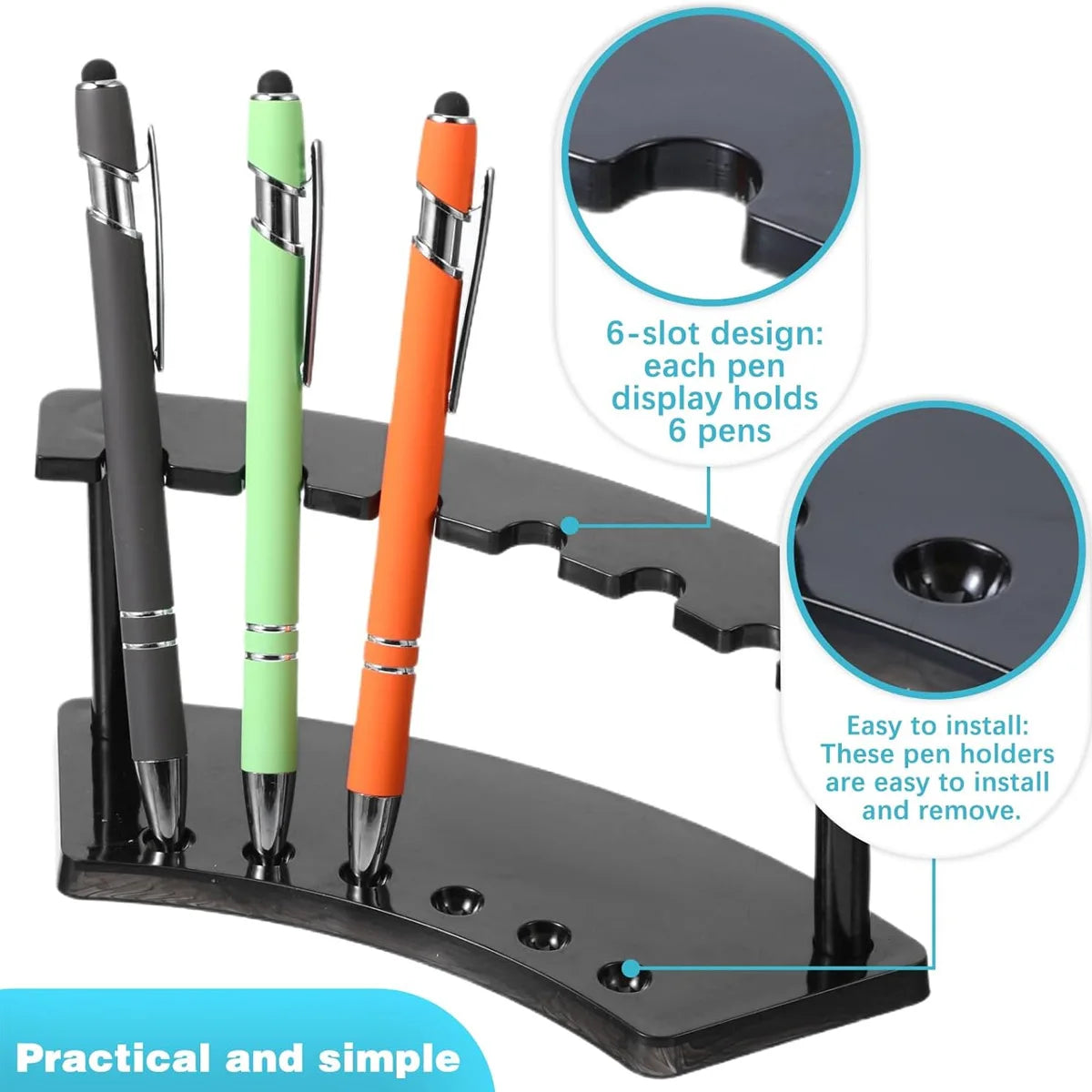 1pc,Vertical 6-slot pen holder, transparent plastic display stand, pencil holder, eyebrow pencil holder, makeup brush holder Oasis Select