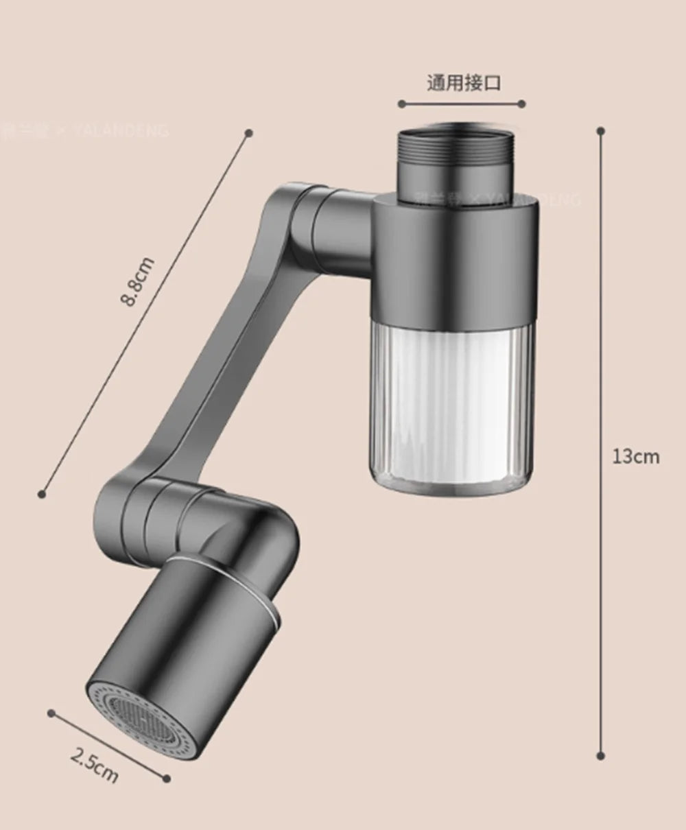 New Black 1440° Rotatable with Filter 2 Modes Metal Bathroom Faucet Splash Proof Aerator Kitchen Nozzle Water Saving Extender Oasis Select