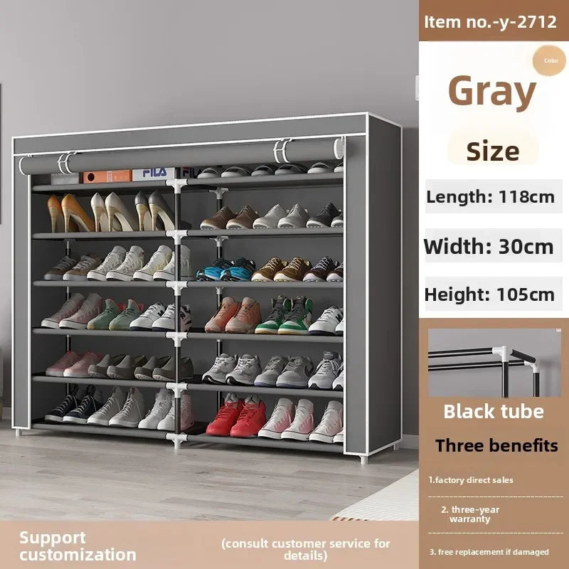 Multi-functional Foreign trade simple household shoe storage rack large space dustproof simple shoe rack Durable Oasis Select Grey 118-30-120