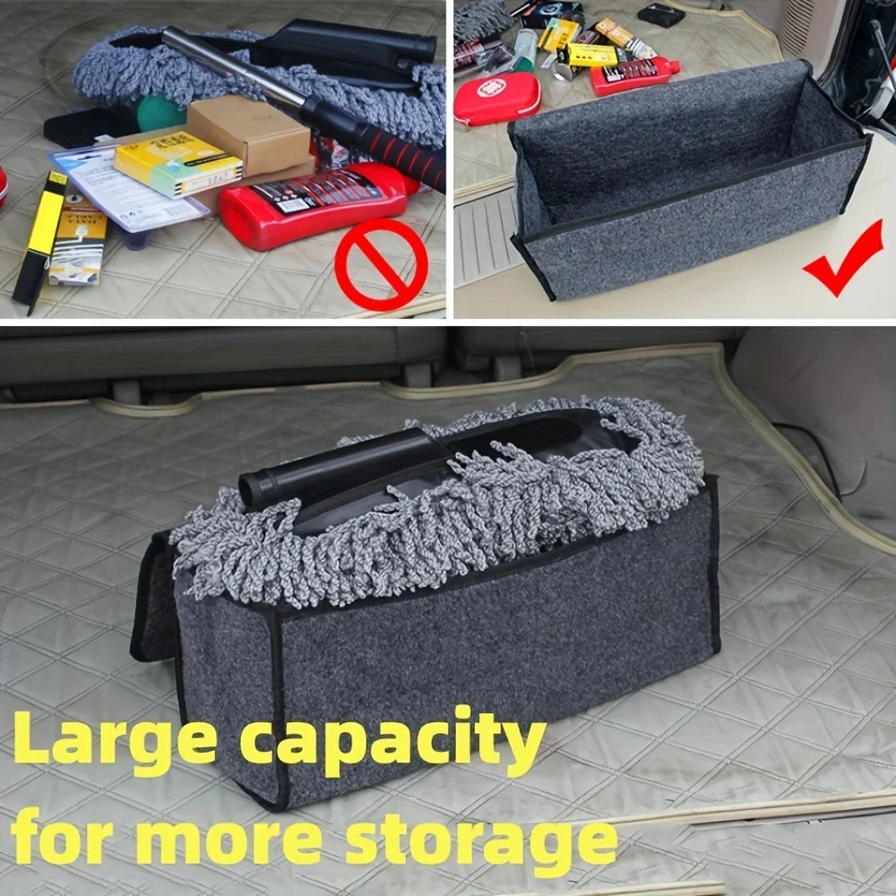 Spacious Canvas Car Storage Box Trunk Organizer with Felt Cloth Interior - Car Interior Tidying Container for Easy Storage Oasis Select