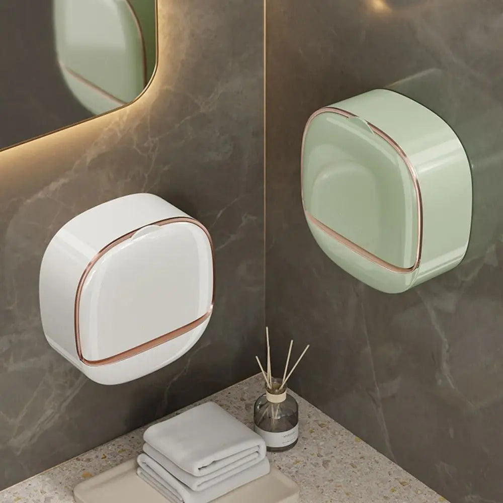 Wall Mounted Soap Dish With Drainage Box Waterproof Punch-Free Bathroom Drain Soap Box Soap Storage Case Bathroom Accessories Oasis Select