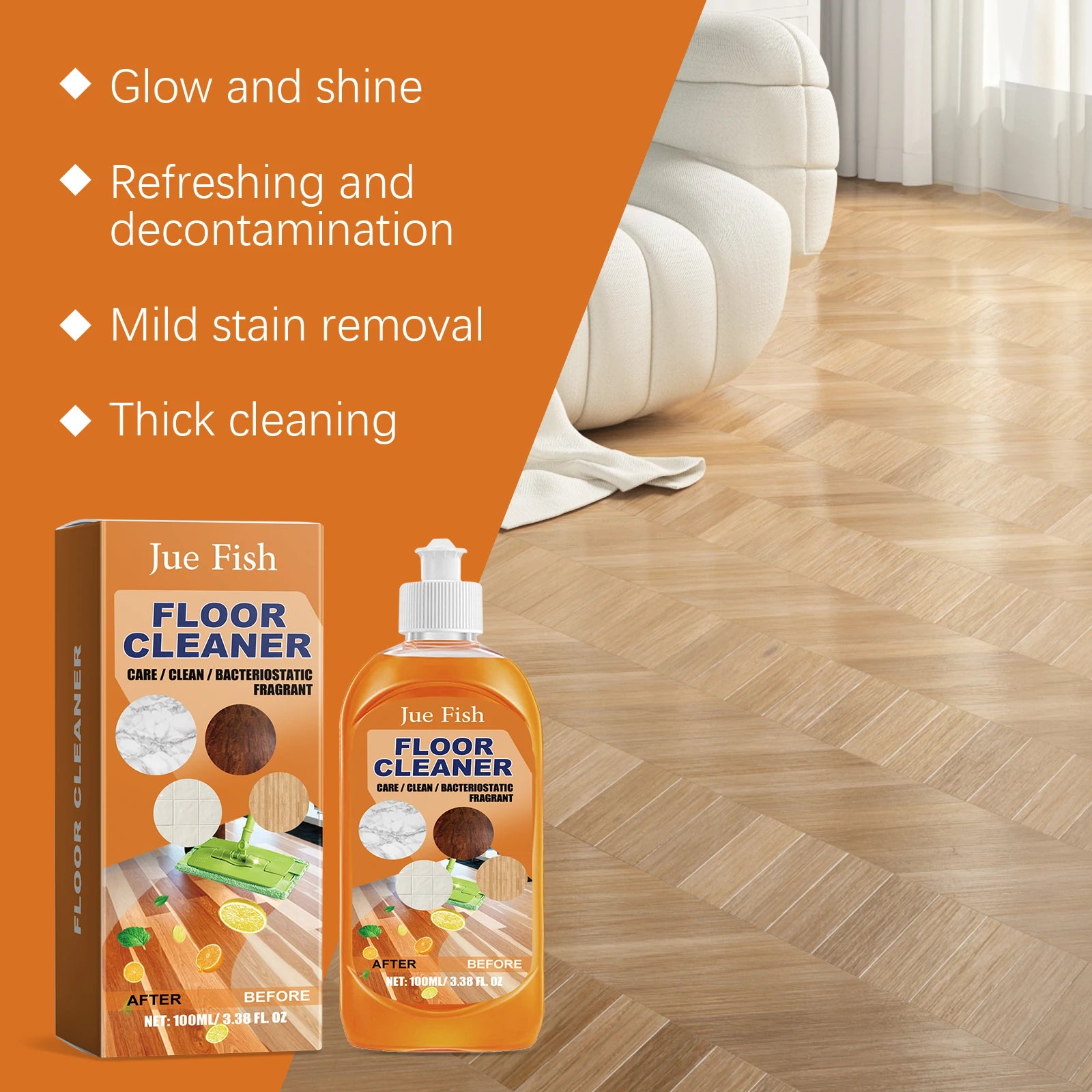 Floor Cleaner Remove Dirt Stains Quick Drying Polishing Brighten Floor Detergent for Wooden Floor Ceramic Tile Cleaning Solution Oasis Select