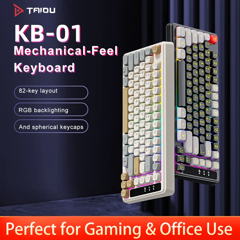 TAIDU KB01 82 Key 75% Mechanical-feel Keyboard RGB Backlight Spherical Keycaps Ergonomic Design Type-C Wired Detachable Cable Oasis Select