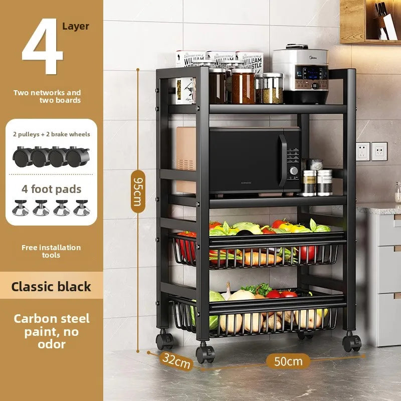 Kitchen vegetable basket rack floor-to-ceiling multi-layer stainless steel shelf new multi-functional kitchen utensils storage Oasis Select 4