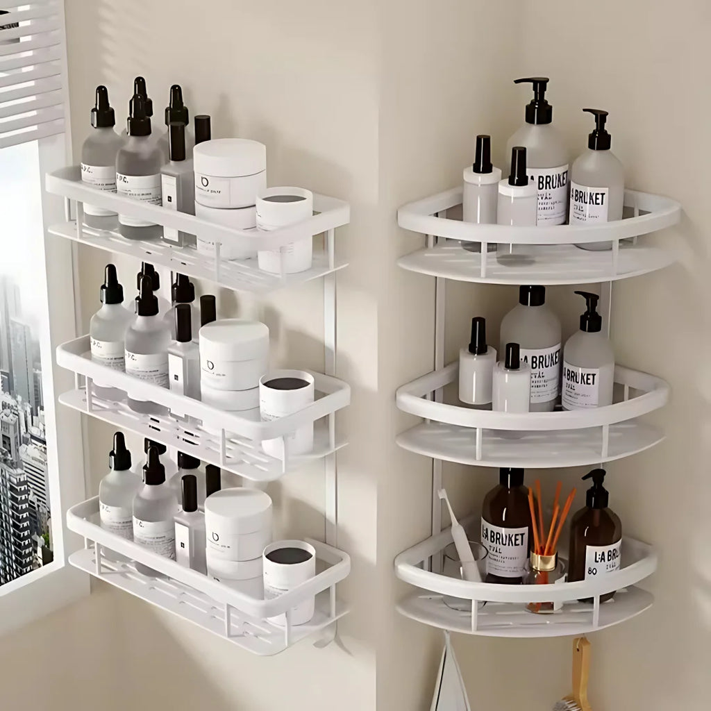 2PCS Bathroom Shelf Kitchen Storage Organizer Aluminum Alloy Shampoo Rack Shower Shelf Bathroom Accessories No Drill Shelf Oasis Select