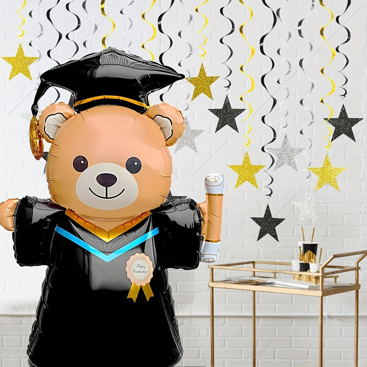 155.45cm Cute Graduation Bear Aluminum Foil Balloon - Perfect for School Events & Campus Decor, Graduation Party Decorations Oasis Select