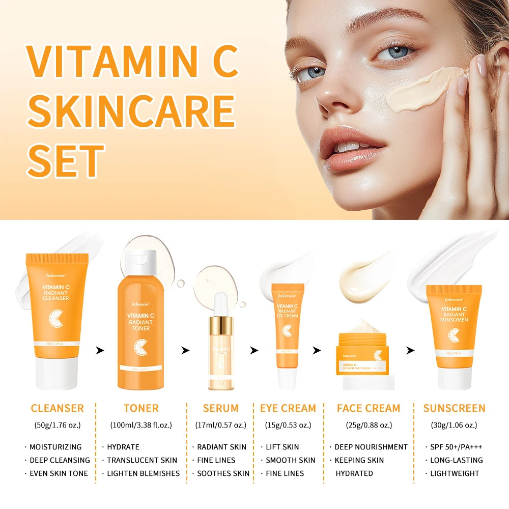 Lakerain 6-Piece Vitamin C Skincare Set – Gift for Women