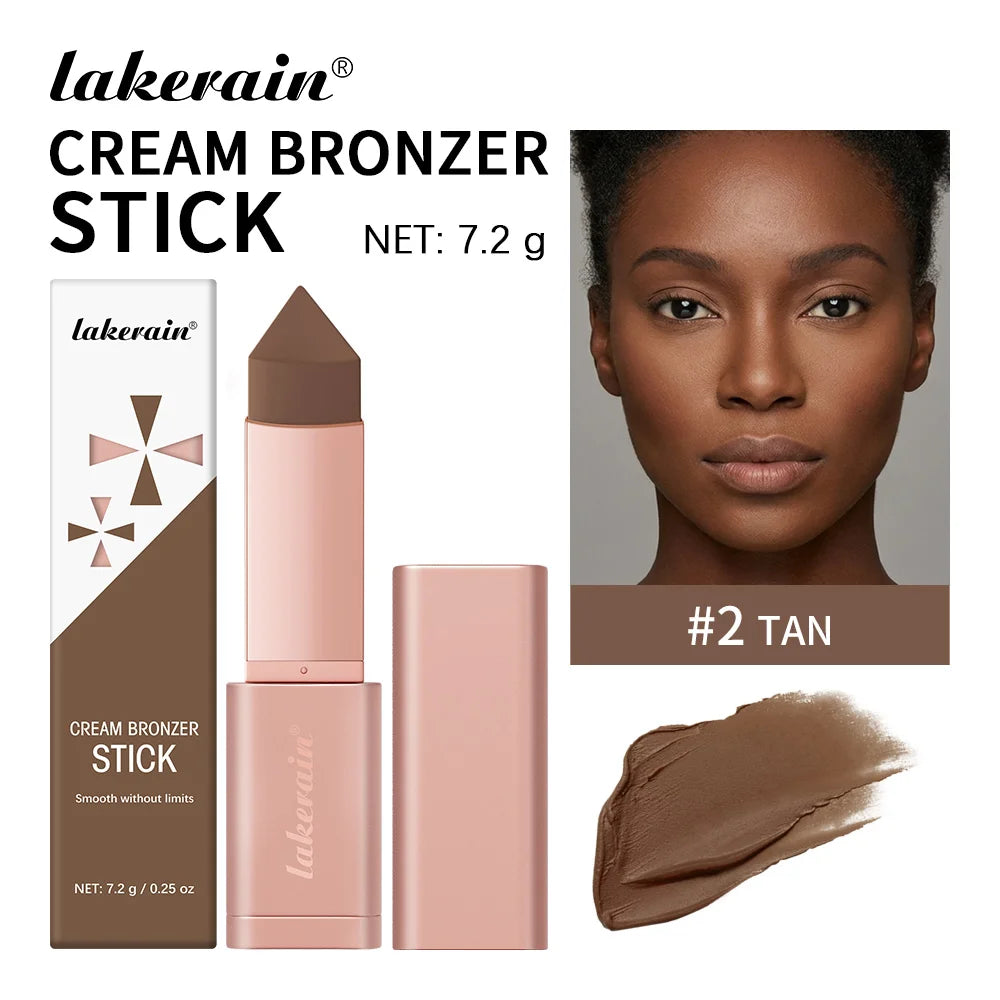 Lakerain Bronzer Cream Stick 3D Makeup Effect Improve Fine Lines Brightening & Grooming 2 IN 1 Bronzer Cream for All Skin Types Oasis Select Tan