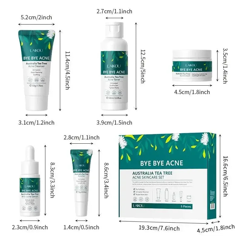 Natural Tea Tree Face Care Kit Complete Routine With Cleanser Moisturizer Toner Serum Gel For Oily Skin Oasis Select
