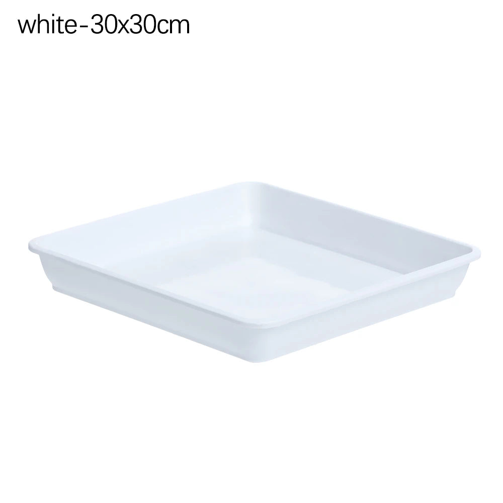 1PC Plastic Heavy Duty Drip Trays Durable Square Plant Saucer Base Flower Pot Indoor Outdoor Garden Supplies Oasis Select white-30x30cm