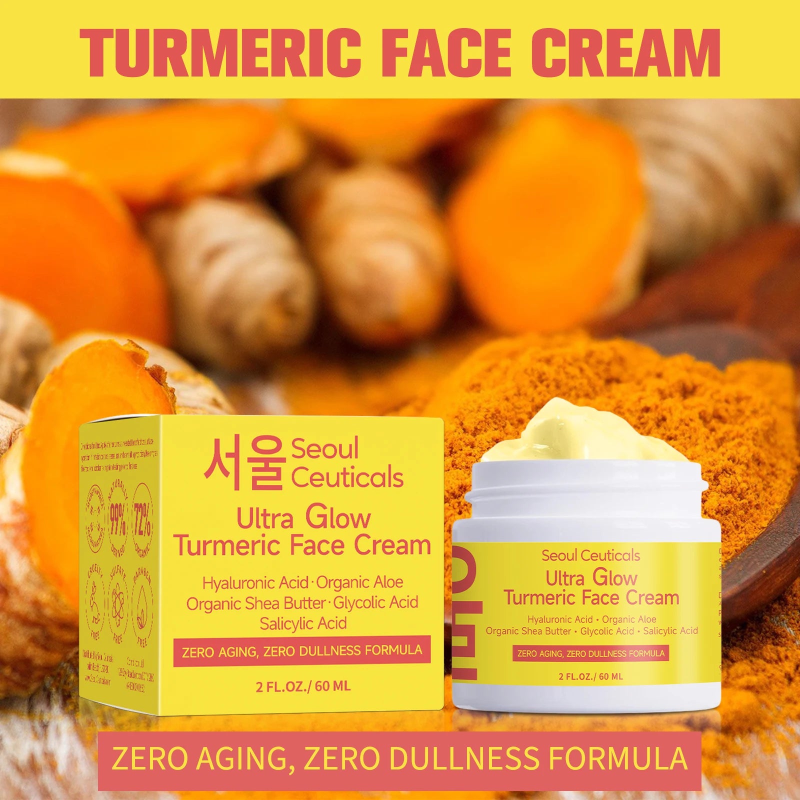 Turmeric Face Moisturizing Cream – Hydrating Glow Daily 60ml Face Moisturizer Cream Oasis Select