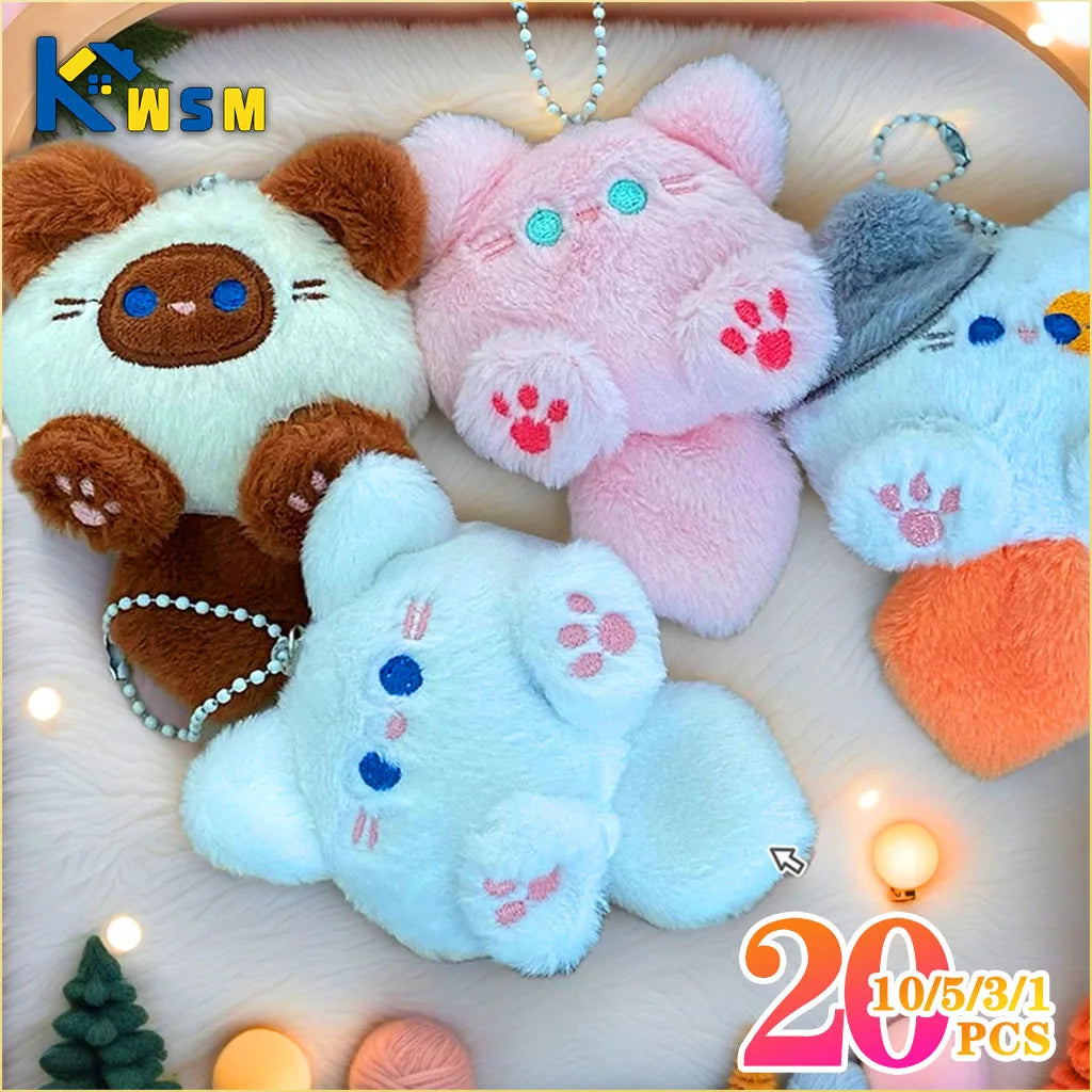 1-20PCS Cute Plush Long Tail Cat Pendant Cat Doll Doll School Bag Charm Key Charm Children's Birthday Gift Holiday Friend Gift Oasis Select