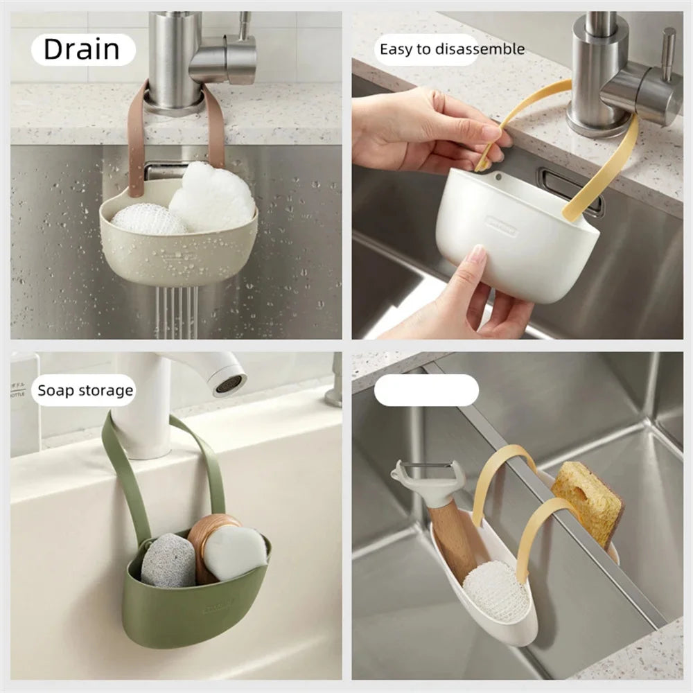Kitchen Silicone Sink Sponges Soap Holder Bathroom Dish Drain Water Basket Storage Drying Rack Accessories Organizer Oasis Select
