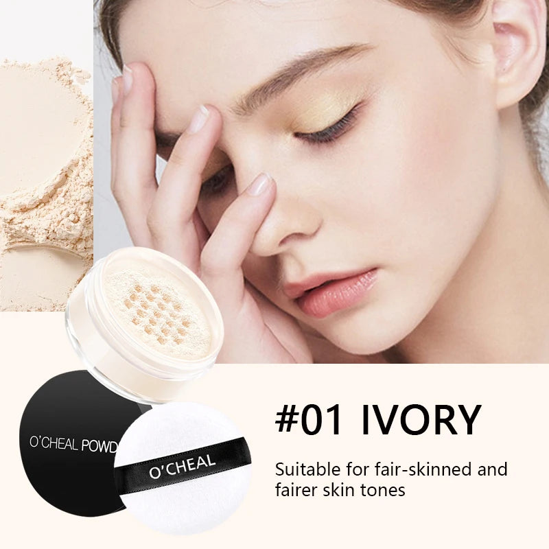 Whitening Girl Face Powder with Oil Control Loose Powder for Makeup Powder Color Waterproof Facial Powder Make Up Accessories Oasis Select 01 Ivory
