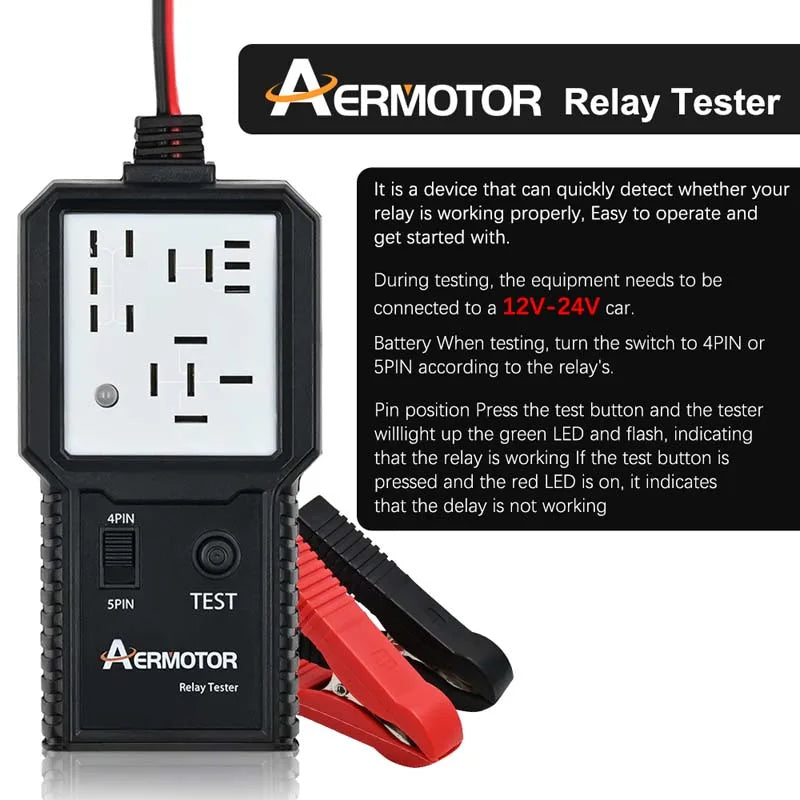 Aermotor 12V-24V Car Relay Tester & Auto Diagnostic Tool Automotive Relay Tester Oasis Select