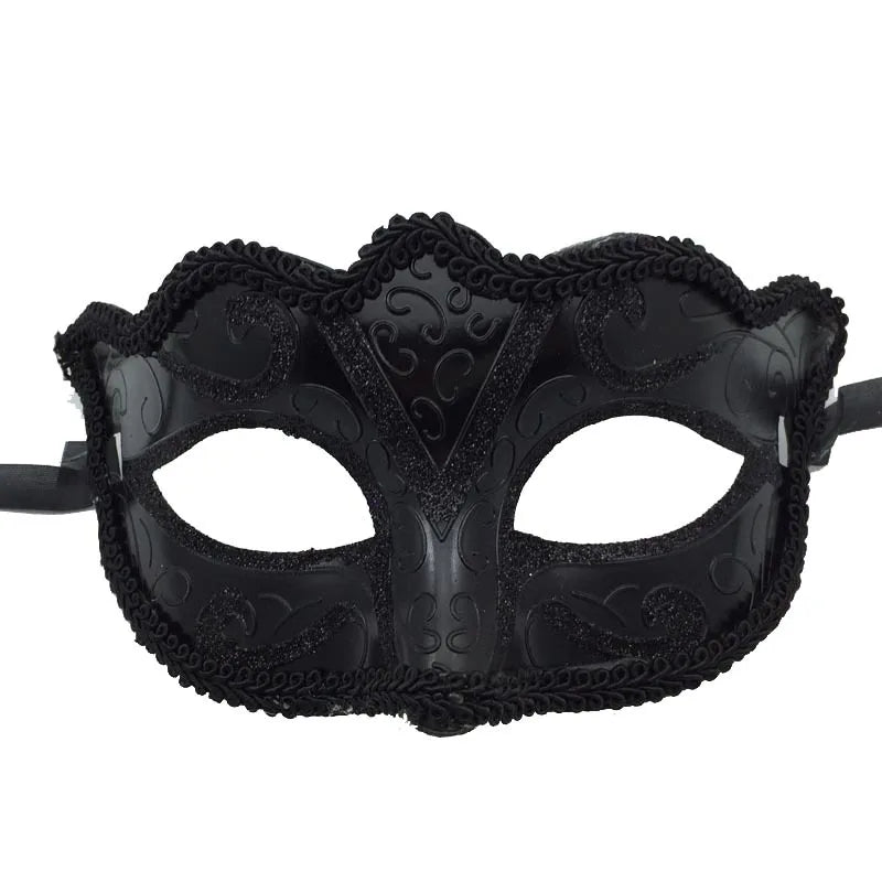 Dance Party Diamond Venetian Mask Feather Flower Wedding Carnival Performance Costume Sexy Lady Mask Masquerade Christmas Oasis Select Black 1