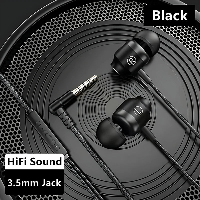 9D HIFI Heavy Bass Game Earphones 3.5MM AUX/Type-C 90° L Elbow Metal Magnetic Music Earbuds With Mic In-Ear Headsets For Android Oasis Select 3.5MM Black