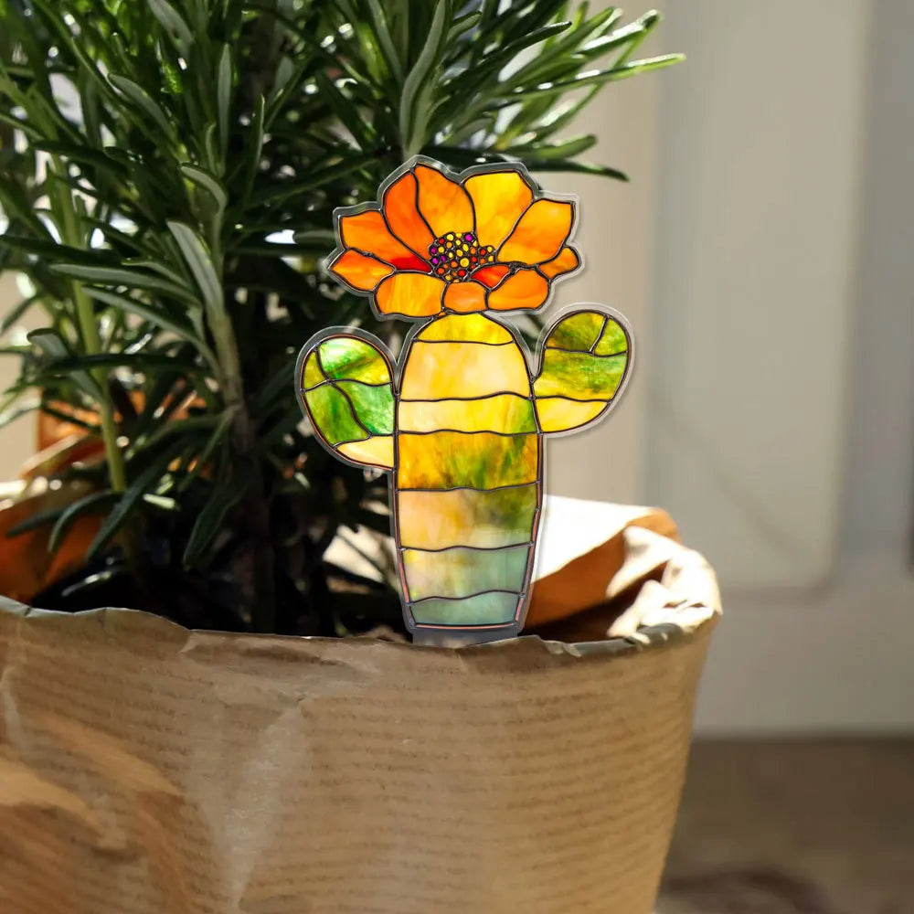 Suncatcher Stained Agave Simulation Plant Sun Catcher Home Handmade Crafts for Garden Yard Outdoor Indoor Table Desk Decorations Oasis Select