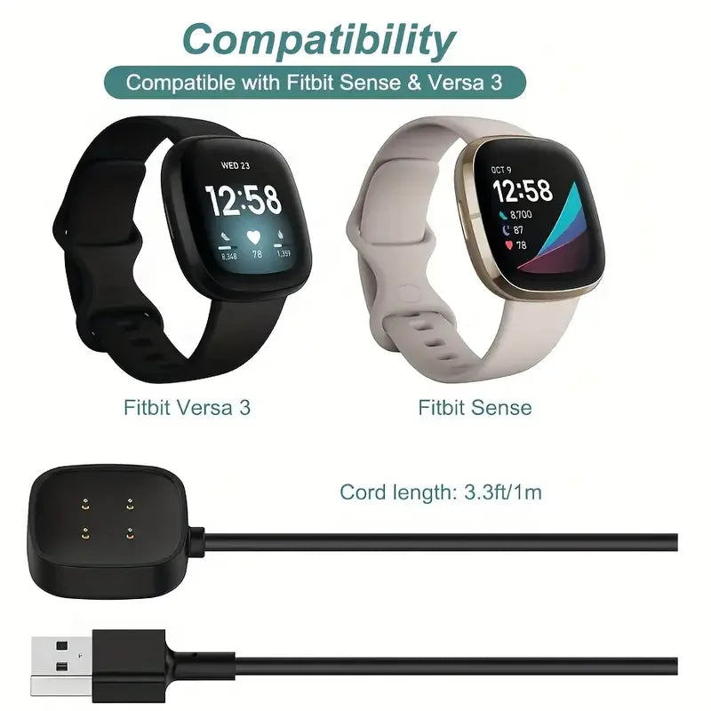 Fitbit Versa 4/3 & Sense 2/1 Magnetic USB Charging Cable Dock Smartwatch Charger Oasis Select