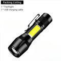Portable Strong Light LED Flashlight Rechargeable Telescopic Zoom Torch Safety Emergency Light for Outdoor Camping Cycling Lamp Oasis Select S014