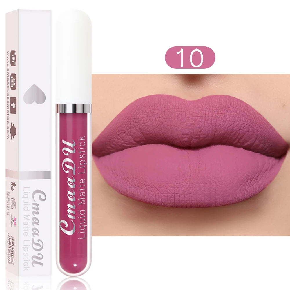CmaaDu 1 Pcs Matte Lip Gloss Liquid Lipstick- Lip Stains with Long-Lasting Waterproof, Adult Age Range, Red Tones Easy to Color Oasis Select 10