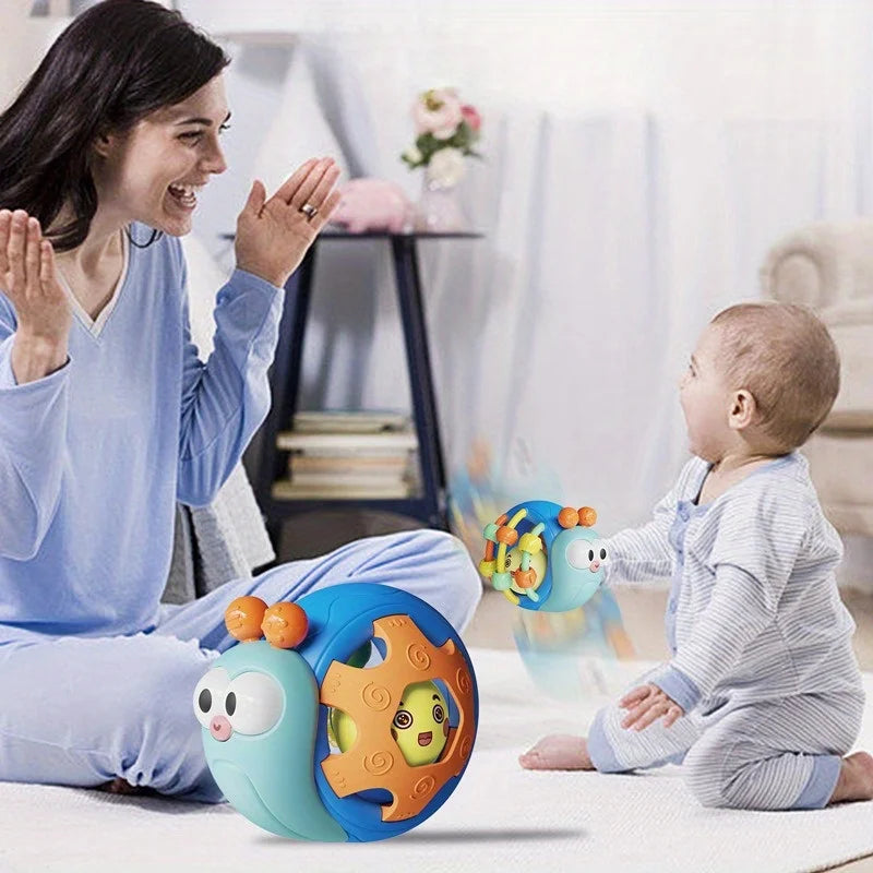Hand-Held Baby Rattle Puzzle Early Education Snail Rattle Plastic Ball Color Festival Can Send Birthday Christmas Gifts Oasis Select