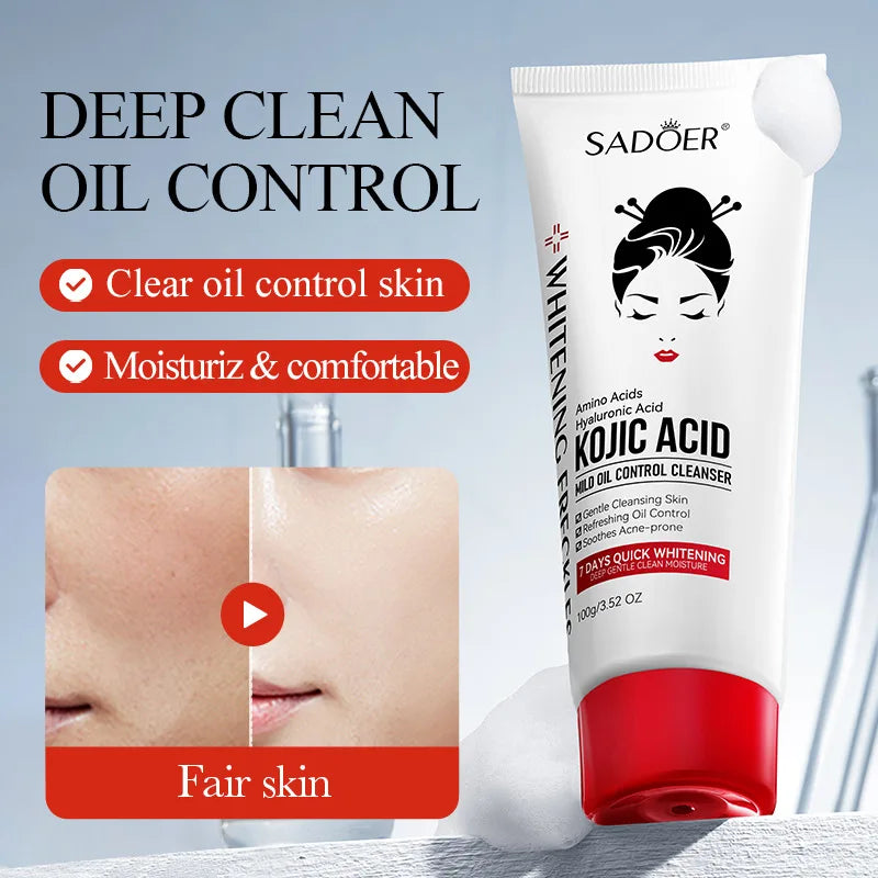 SADOER Kojic Acid Facial Cleanser – Oil Control & Brightening Foaming Facial Cleanser Oasis Select
