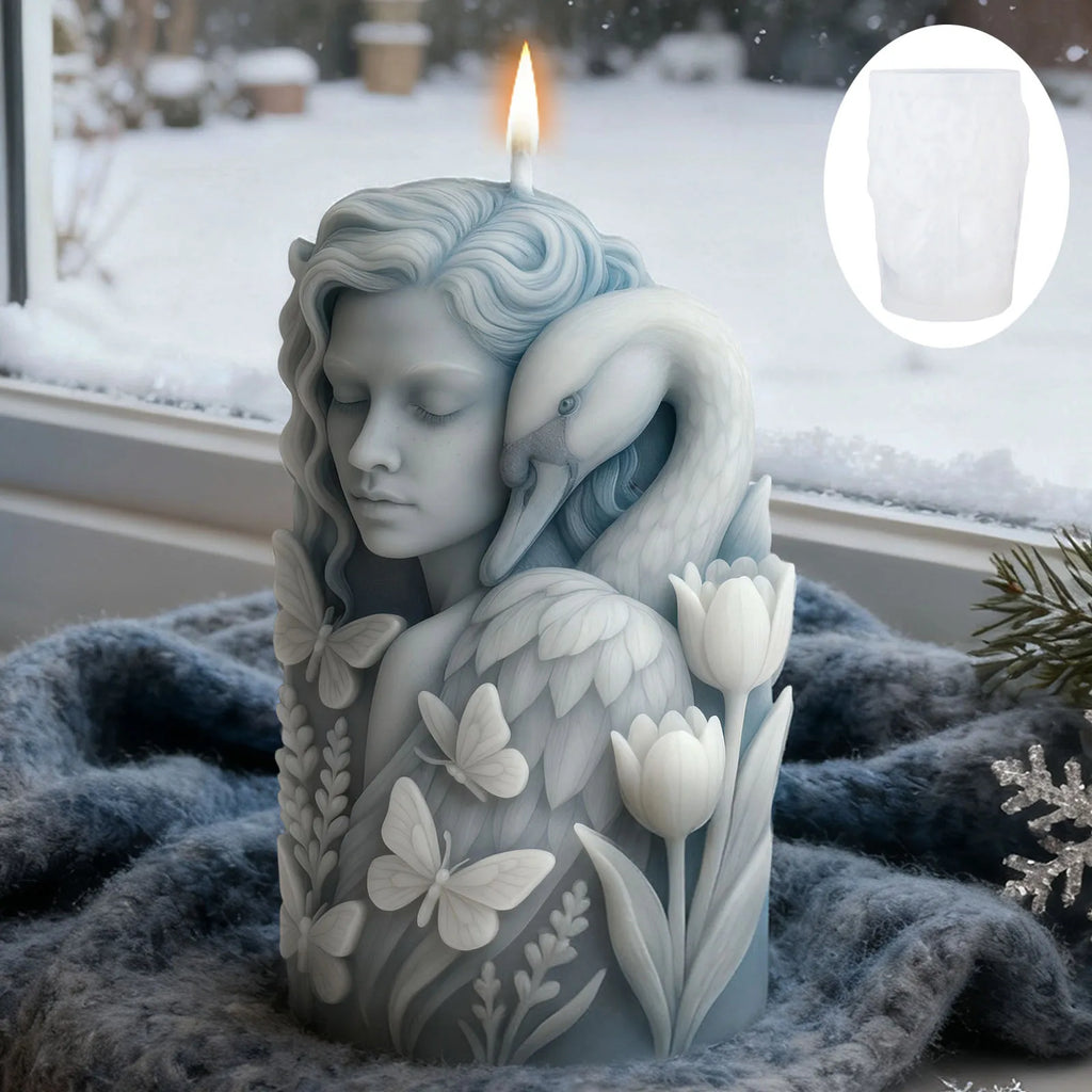 Elegant swan goddess candle mold, durable and reusable silicone mold, suitable for home décor and Christmas decorations. Oasis Select
