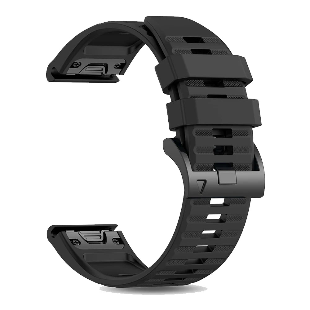 QuickFit Silicone Watch Band for Garmin Fenix 7 6 – 22mm & 26mm Silicone Watch Band Oasis Select black 22mm