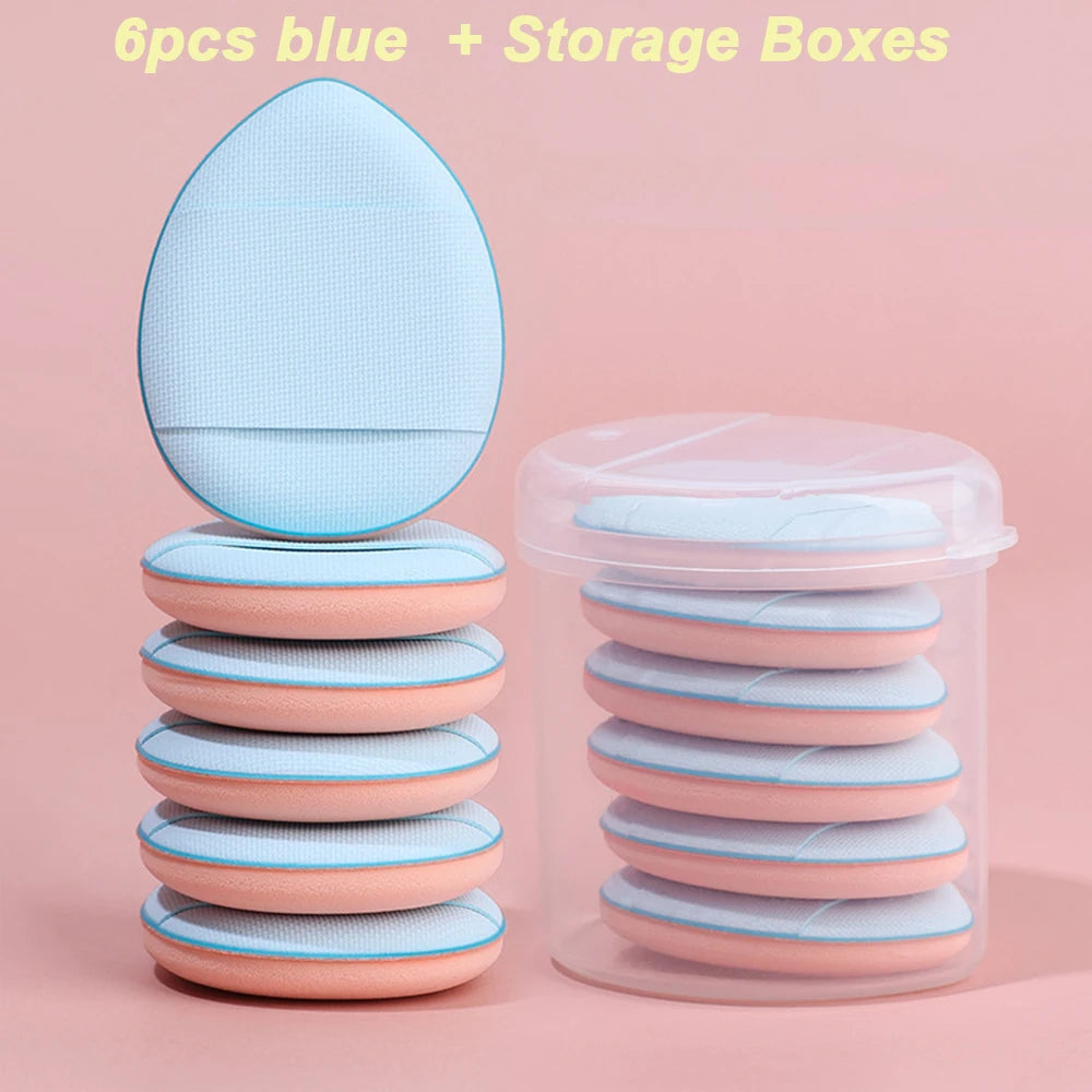 1/6/10Pcs Mini Finger Puff Foundation Small Air Cushion Powder Sponge Face Concealer BB Cream Cosmetic Applicator Makeup Tools Oasis Select 6Pcs blue