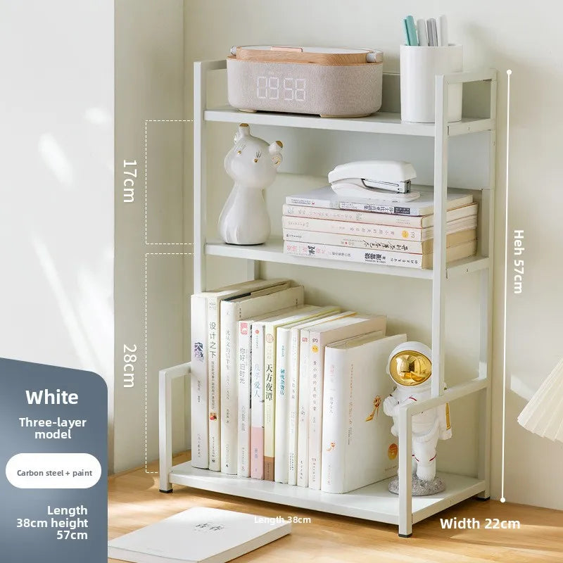 Bookshelf Simple desk shelf Children's combination book Desktop storage Student dormitory small bookcase Simple and modern Oasis Select White 3-38