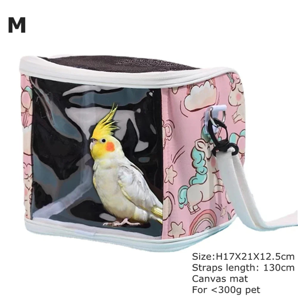 Super Portable Pet Bird Cage Parrot Carrier Travel Bag Breathable Lightweight Hamster Squirrel For Small Animals Pet Accessories Oasis Select Pink canvas M