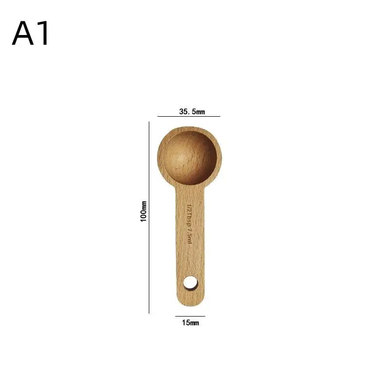 Wooden Measuring Spoon Portable Beech Walnut 7.5-45ML Non-Slip Kitchen Tool for Household Baking Cooking Flour Sugar Measuring Oasis Select A1