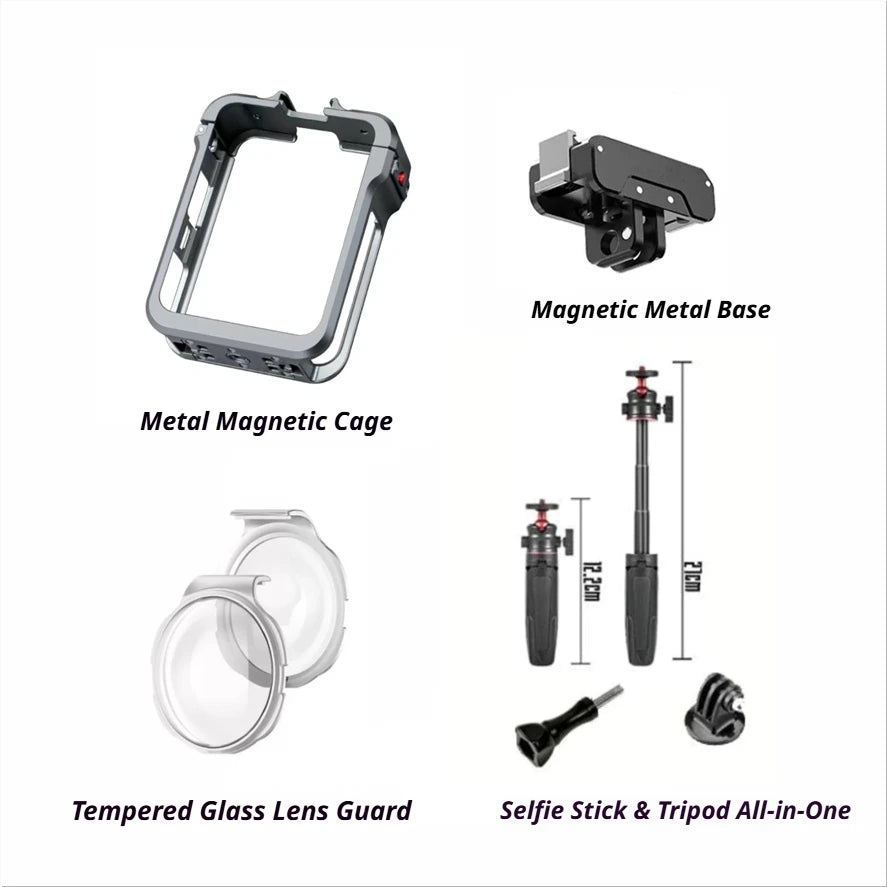 DJI Osmo 360 Metal Cage Quick Release Mount & Cold Shoe Frame