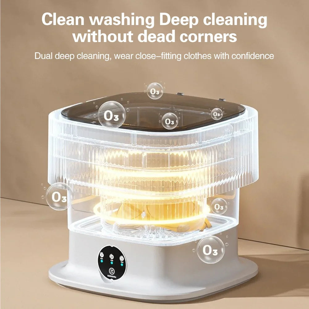 10L Portable Compact Folding Washing Machine with Timed Spin Dry Function for Socks, Underwear, and Lingerie Cleaning Oasis Select