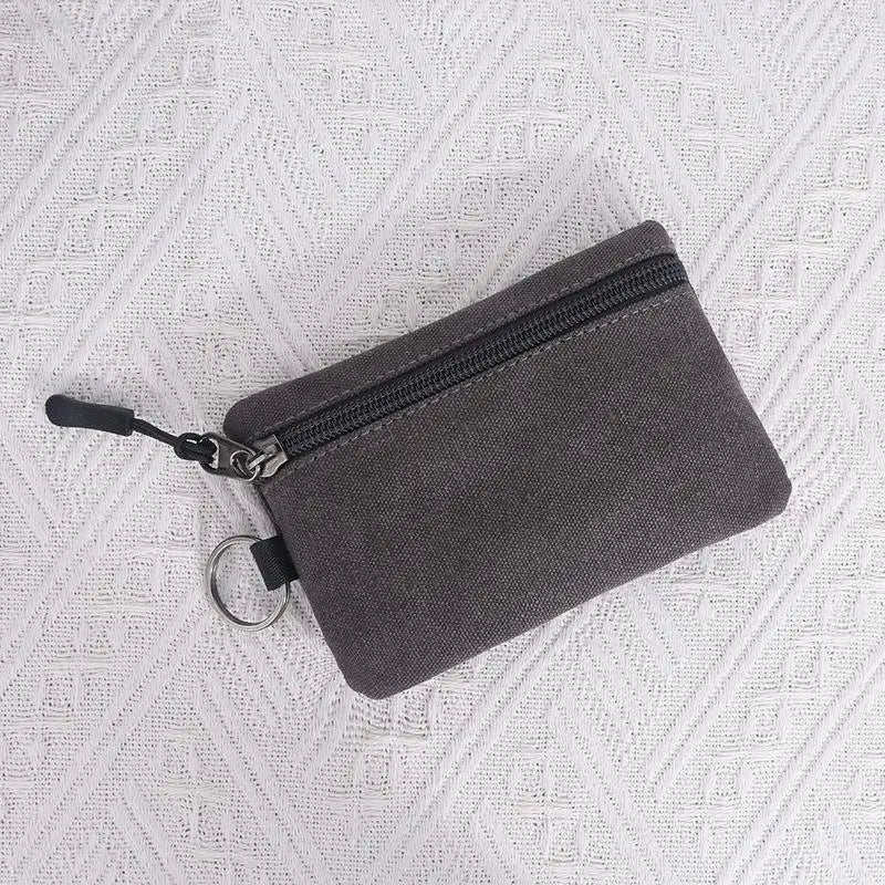 Canvas Mini Coin Wallet – Zipper Purse & Card Holder