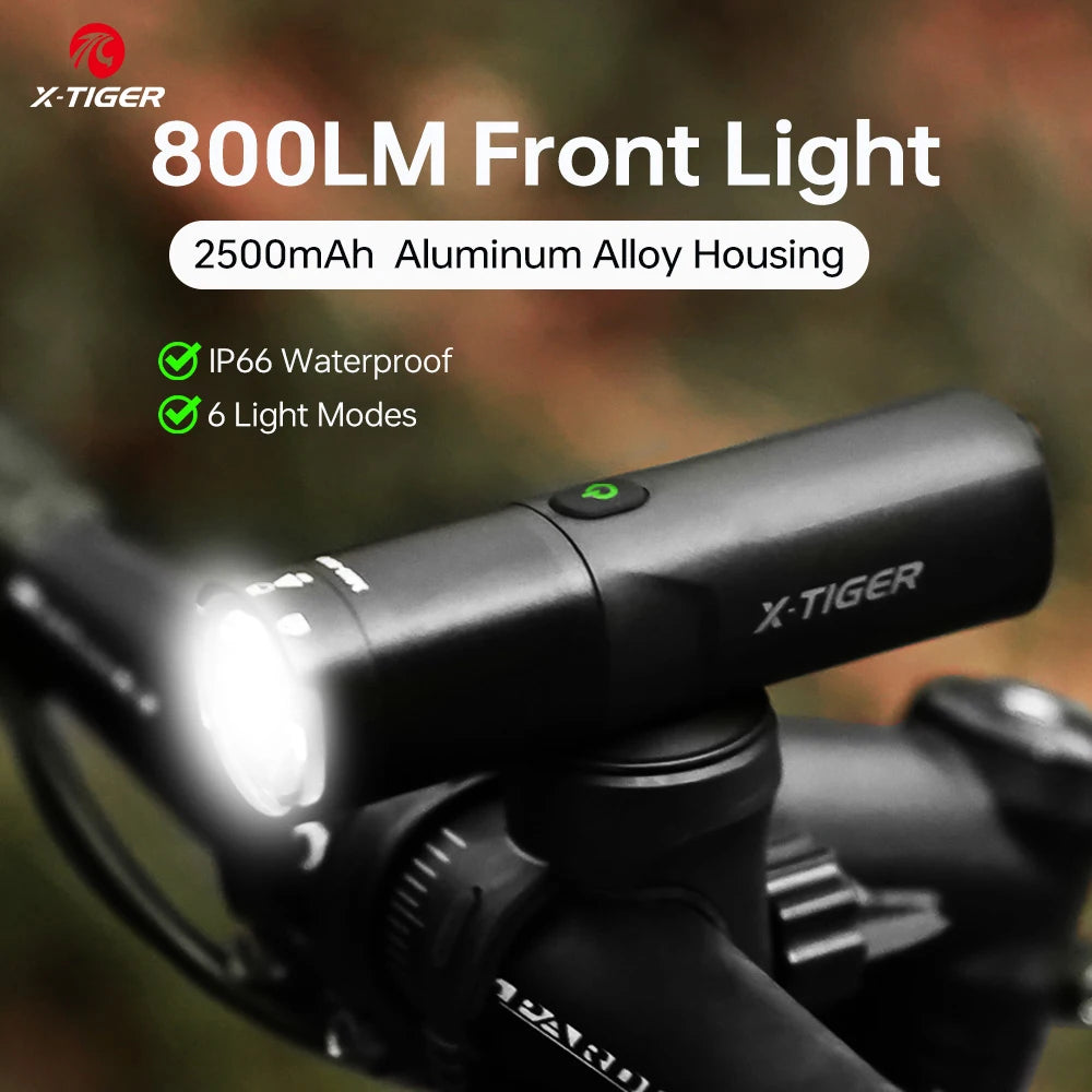 X-TIGER Bicycle Light Super Bright Type-C Rechargeable Flashlight IP66 Waterproof MTB Road Bike Front Lamp Cycling Accessories Oasis Select
