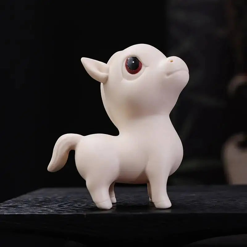 Jade Yellow Porcelain Tea Pet Ornament Horse Zodiac Lucky Charm Cute Horse Tea Paly Чаепитие Oasis Select