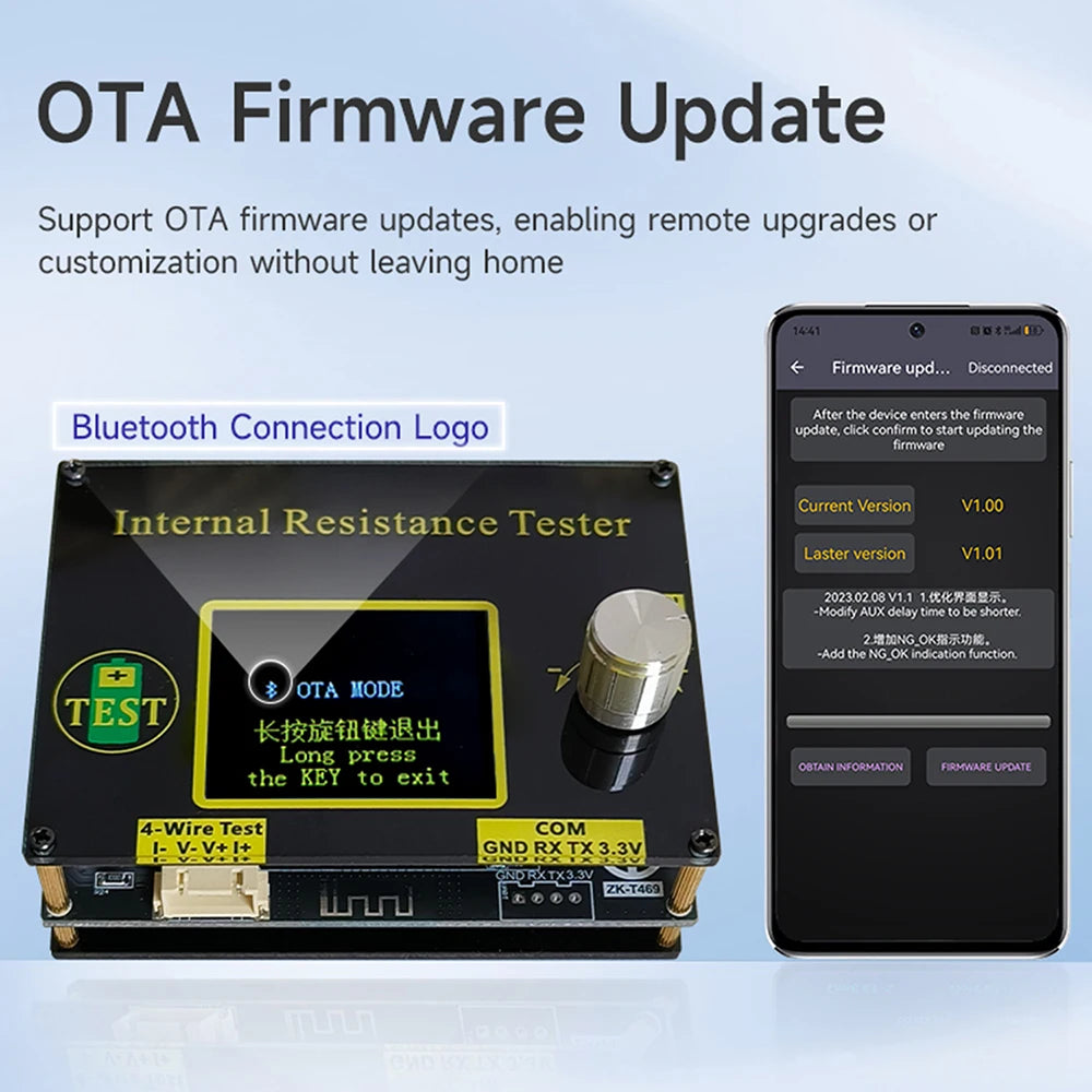 T469 Lithium Battery Voltage Internal Resistance tester High-precision DC 5V Bluetooth App AC 4-Wire Method for 18650 battery Oasis Select